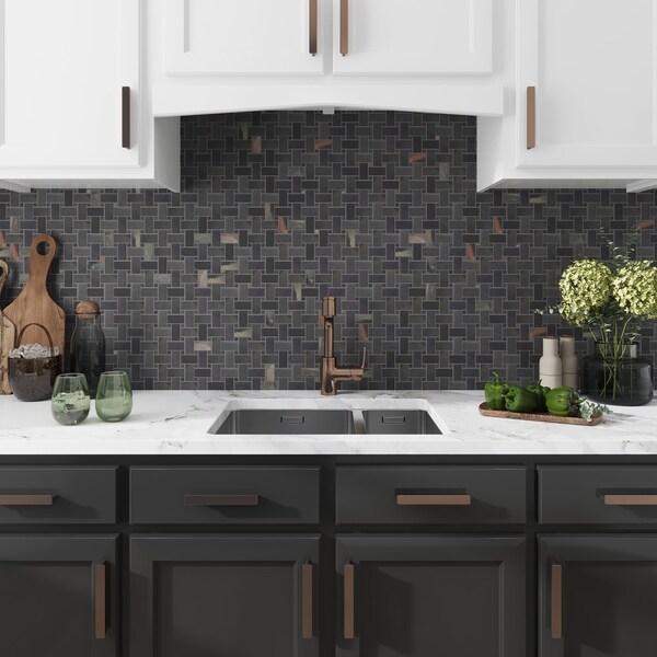 Splendor 11.81 In. X 11.81 In. Matte Black Porcelain Mosaic Wall And Floor Tile 4.84 Sqft/case, 5PK